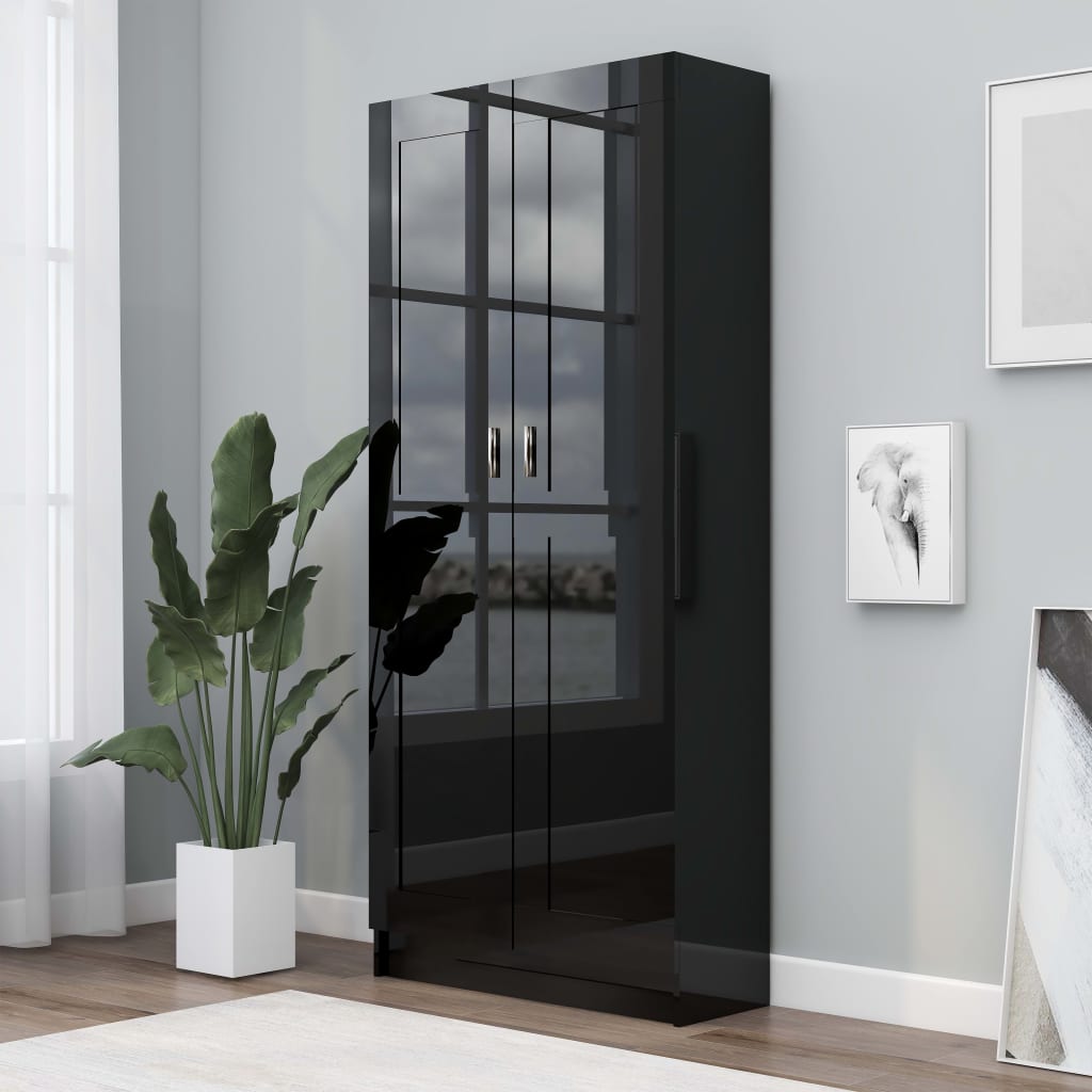 Kirjahylly korkeakiilto musta 82,5x30,5x185,5 cm - Sisustajankoti.fi