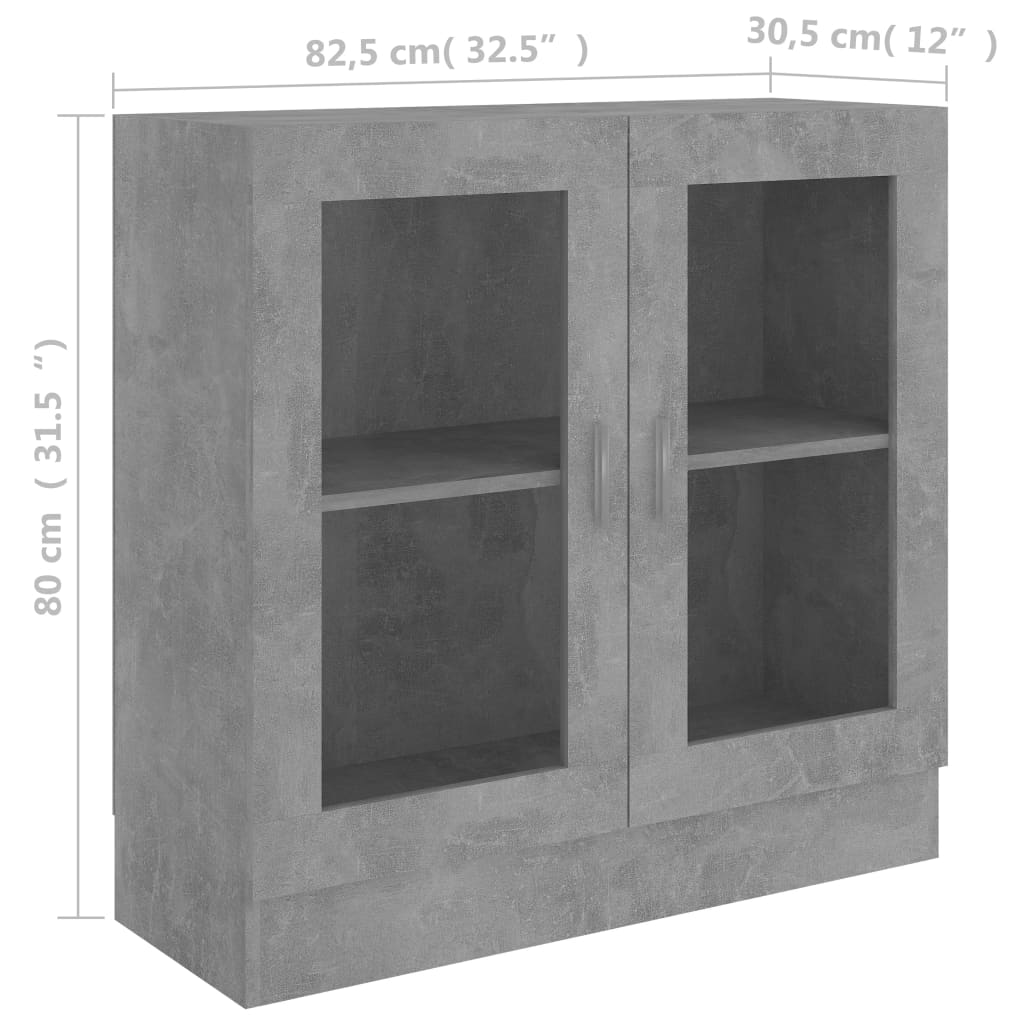 Vitriinikaappi betoninharmaa 82,5x30,5x80 cm - Sisustajankoti.fi