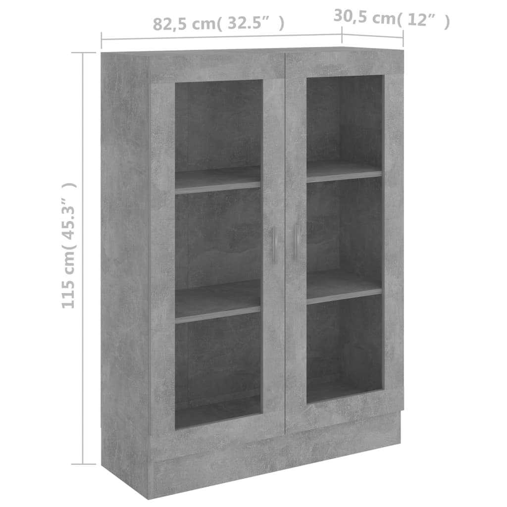 Vitriinikaappi betoninharmaa 82,5x30,5x115 cm - Sisustajankoti.fi
