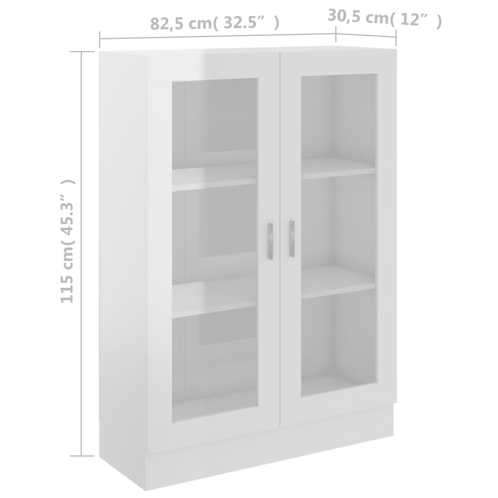 Vitriinikaappi korkeakiilto valkoinen 82,5x30,5x115cm - Sisustajankoti.fi