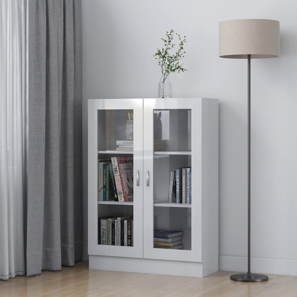 Vitriinikaappi korkeakiilto valkoinen 82,5x30,5x115cm - Sisustajankoti.fi