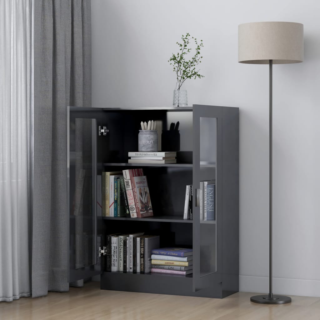 Vitriinikaappi korkeakiilto harmaa 82,5x30,5x115 cm - Sisustajankoti.fi