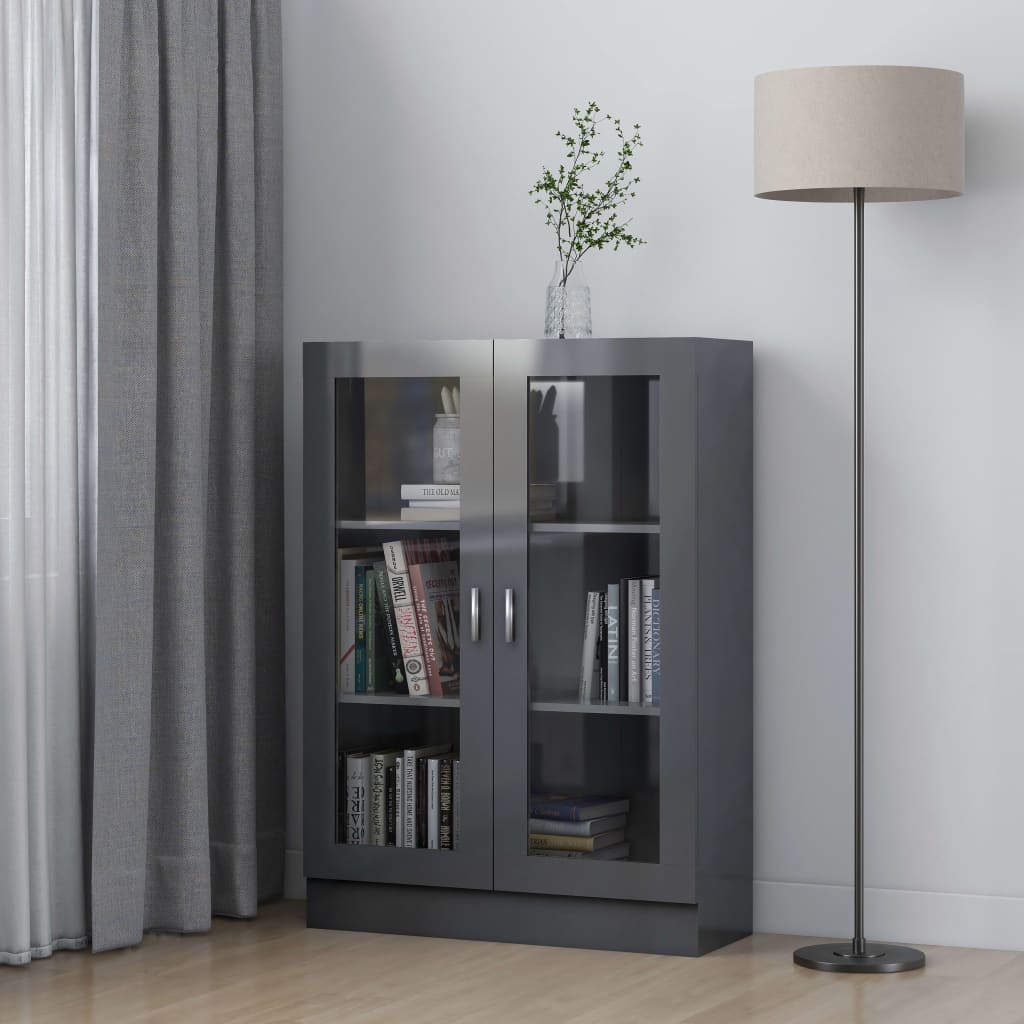 Vitriinikaappi korkeakiilto harmaa 82,5x30,5x115 cm - Sisustajankoti.fi
