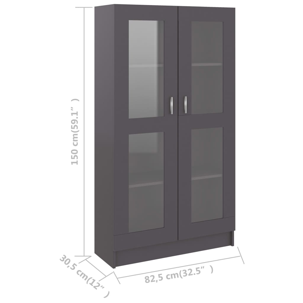 Vitriinikaappi harmaa 82,5x30,5x150 cm - Sisustajankoti.fi