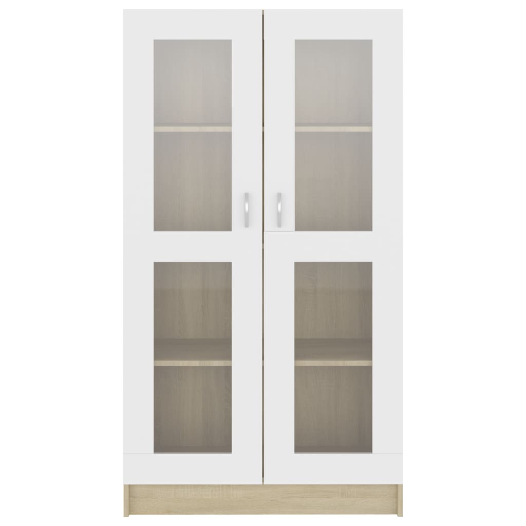 Vitriinikaappi valk. ja Sonoma-tammi 82,5x30,5x150cm - Sisustajankoti.fi