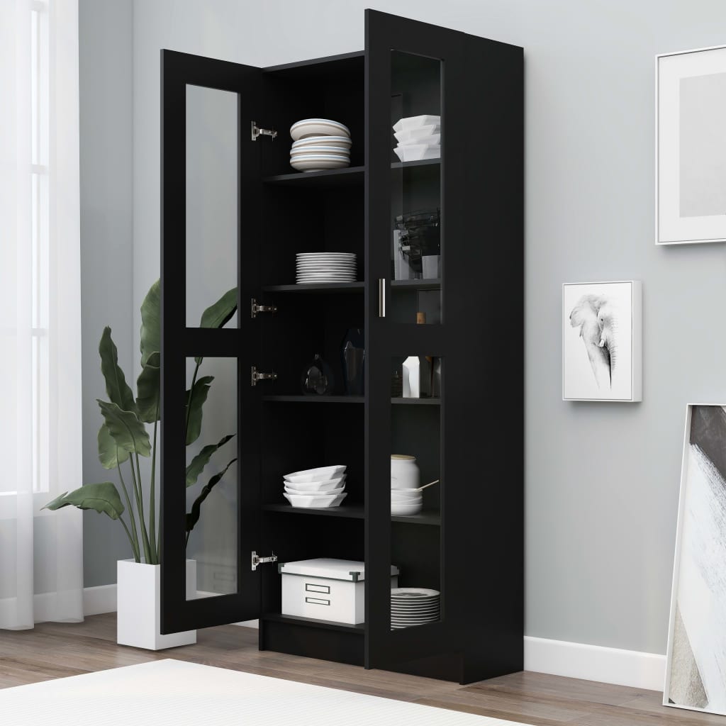 Vitriinikaappi musta 82,5x30,5x185,5 cm - Sisustajankoti.fi