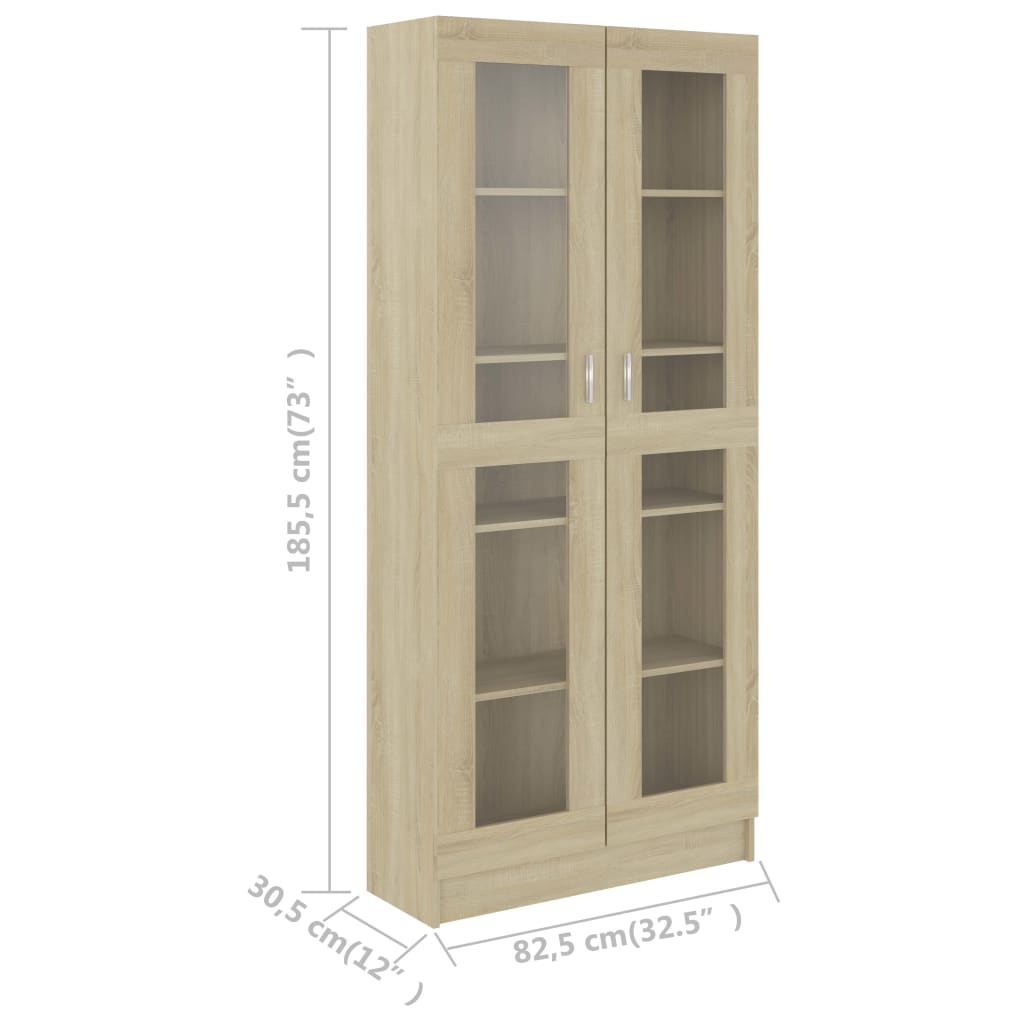 Vitriinikaappi Sonoma-tammi 82,5x30,5x185,5 cm - Sisustajankoti.fi