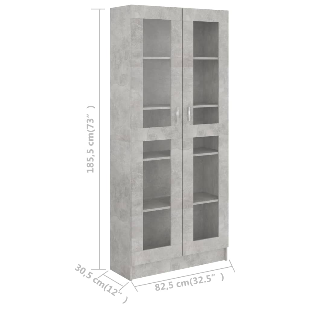 Vitriinikaappi betoninharmaa 82,5x30,5x185,5 cm - Sisustajankoti.fi