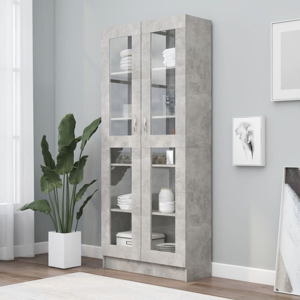 Vitriinikaappi betoninharmaa 82,5x30,5x185,5 cm - Sisustajankoti.fi
