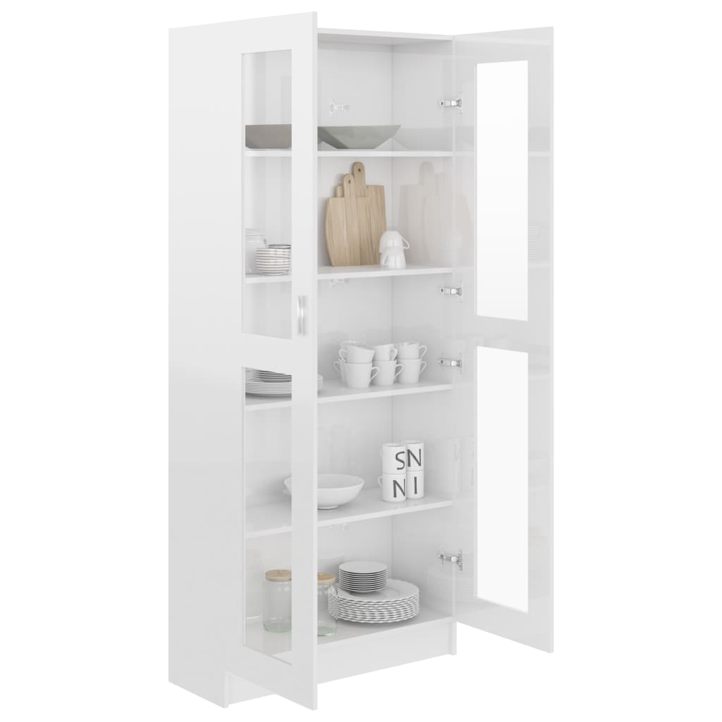 Vitriinikaappi korkeakiilto valk. 82,5x30,5x185,5 cm - Sisustajankoti.fi