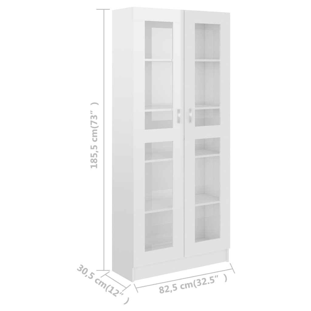 Vitriinikaappi korkeakiilto valk. 82,5x30,5x185,5 cm - Sisustajankoti.fi