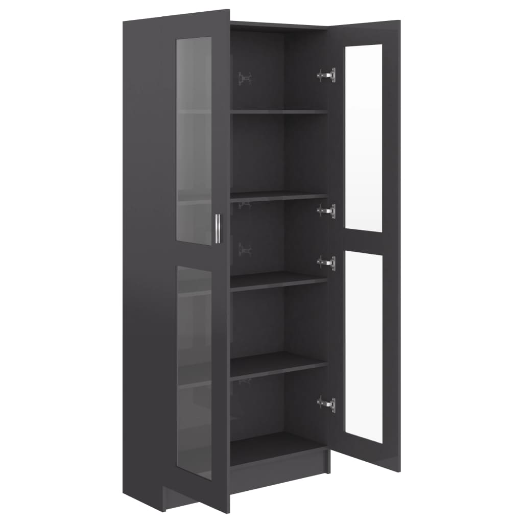 Vitriinikaappi korkeakiilto harmaa 82,5x30,5x185,5 cm - Sisustajankoti.fi