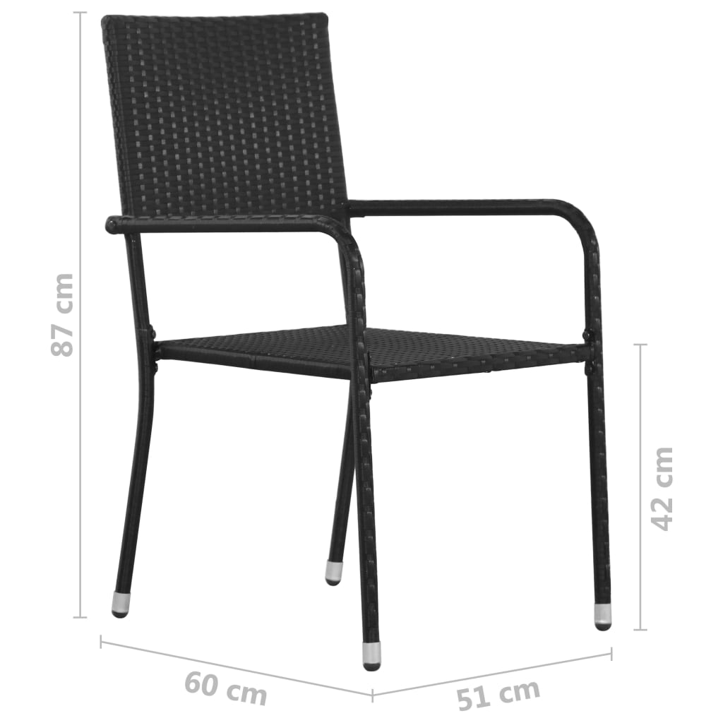 Ulkoruokatuolit 6 kpl polyrottinki musta - Sisustajankoti.fi
