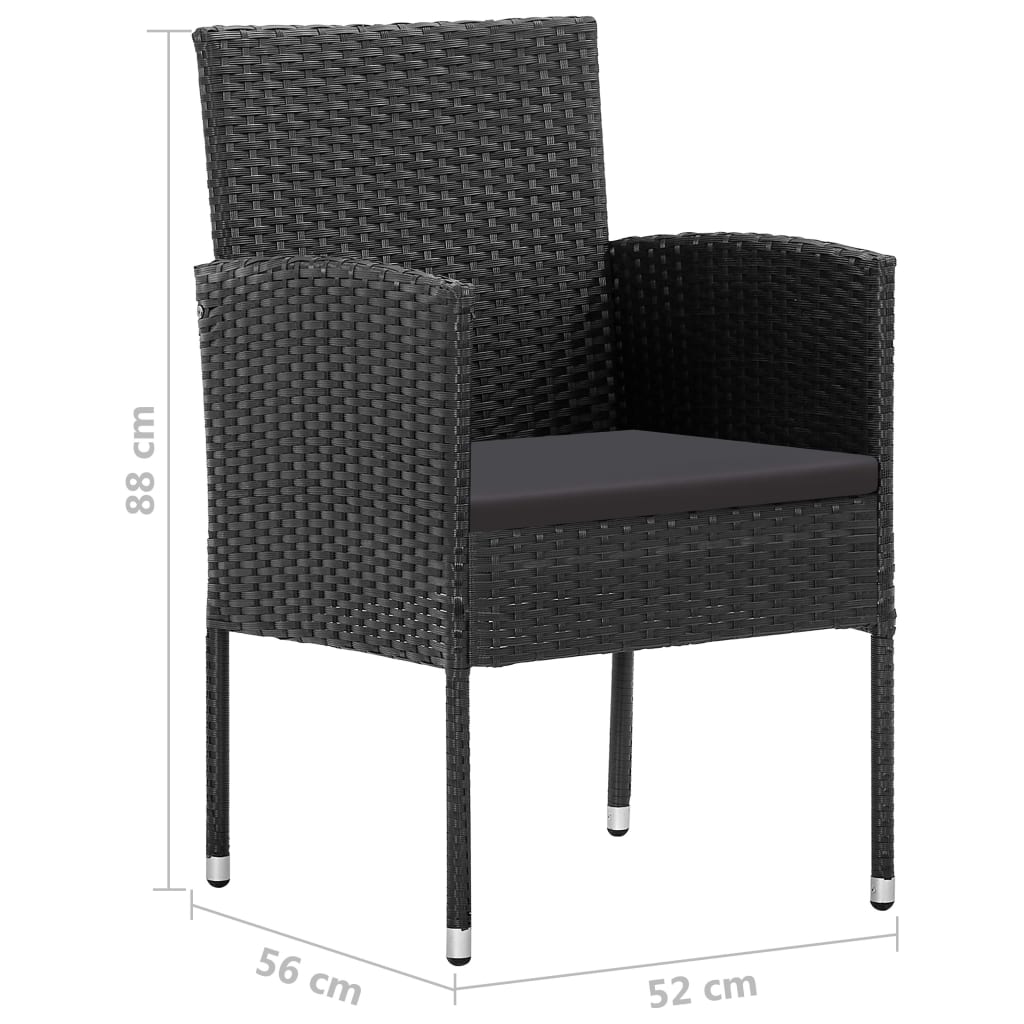 Puutarhatuolit 4 kpl polyrottinki musta - Sisustajankoti.fi