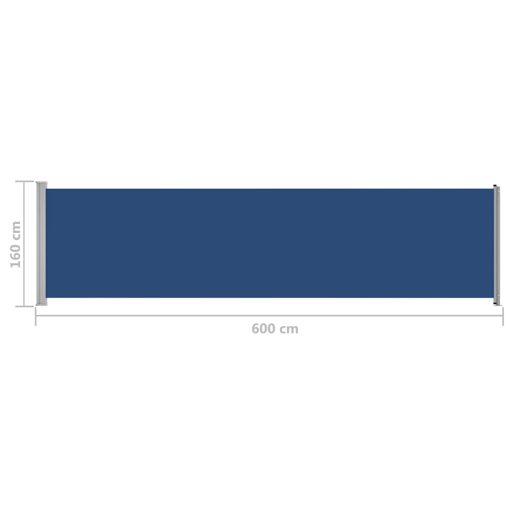 Sisäänvedettävä terassin sivumarkiisi 600x160 cm sininen - Sisustajankoti.fi