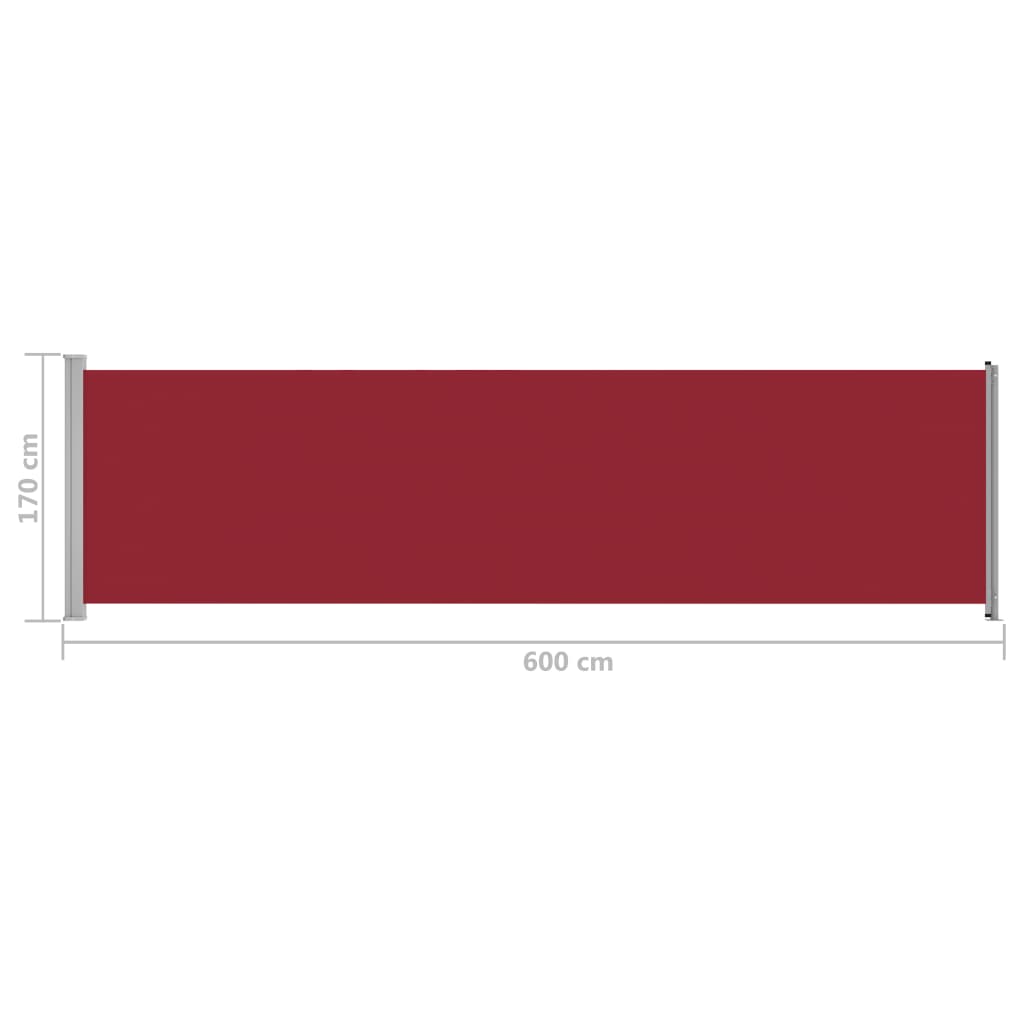 Sisäänvedettävä terassin sivumarkiisi 600x170 cm punainen - Sisustajankoti.fi