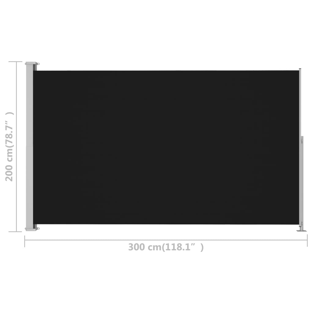 Sisäänvedettävä terassin sivumarkiisi 200x300 cm musta - Sisustajankoti.fi