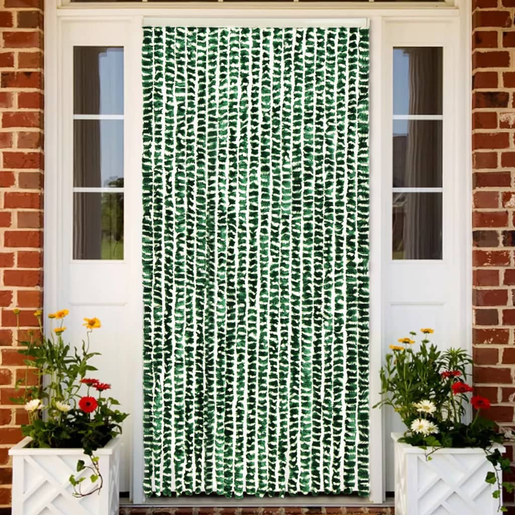 Hyönteisverho vihreä ja valkoinen 90x220 cm Chenille - Sisustajankoti.fi