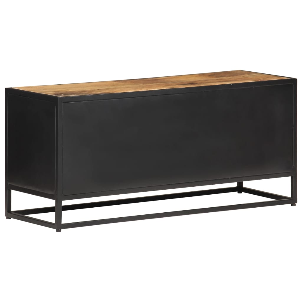 TV-taso 90x30x40 cm karkea mangopuu ja luonnollinen ruoko - Sisustajankoti.fi