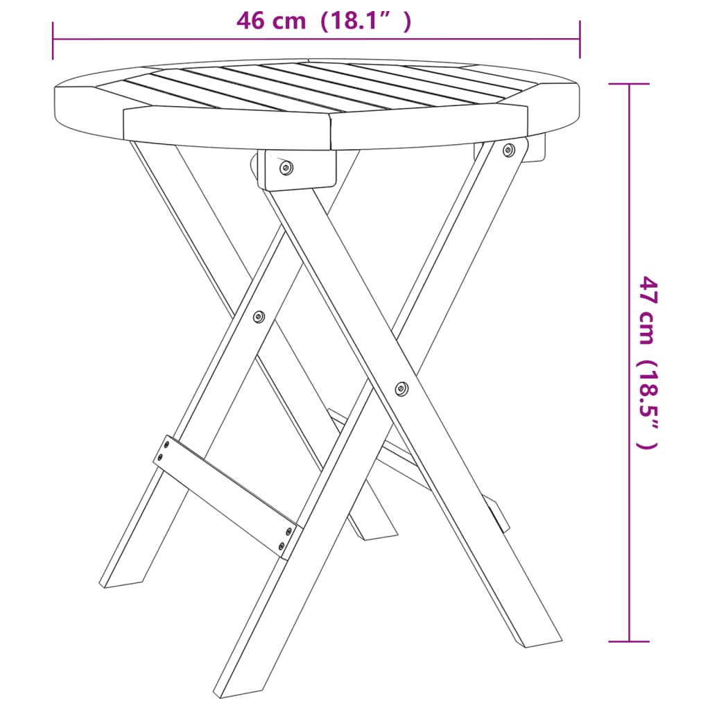 Bistropöytä Ø46x47 cm täysi akasiapuu - Sisustajankoti.fi