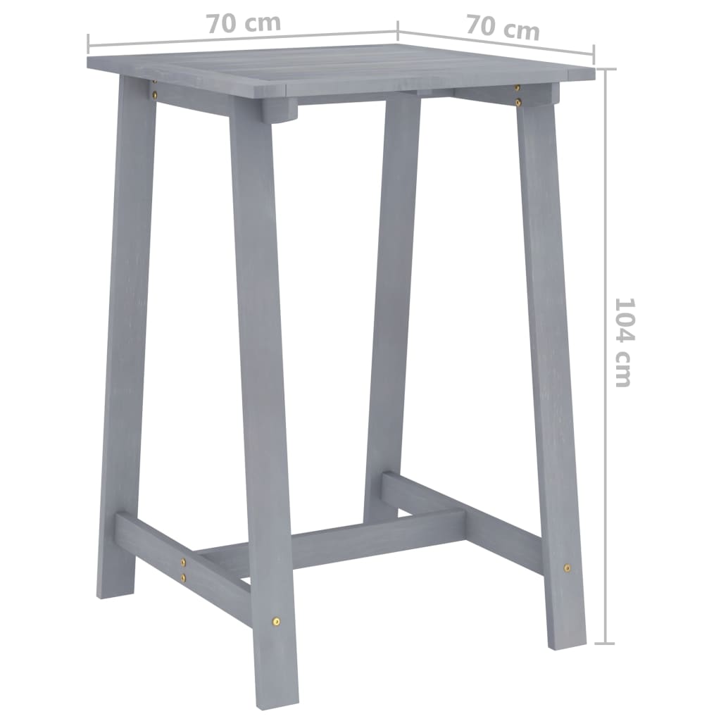 Puutarhan baaripöytä harmaa 70x70x104 cm täysi akaasiapuu - Sisustajankoti.fi