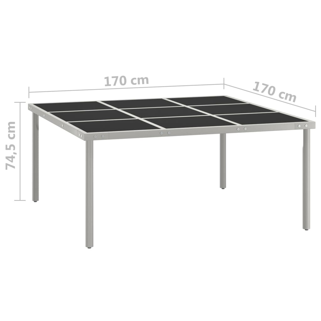 Puutarhan ruokapöytä 170x170x74,5 cm lasi ja teräs - Sisustajankoti.fi