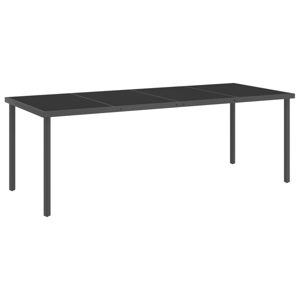 Ulkoruokapöytä antrasiitti 220x90x75 cm teräs ja lasi - Sisustajankoti.fi