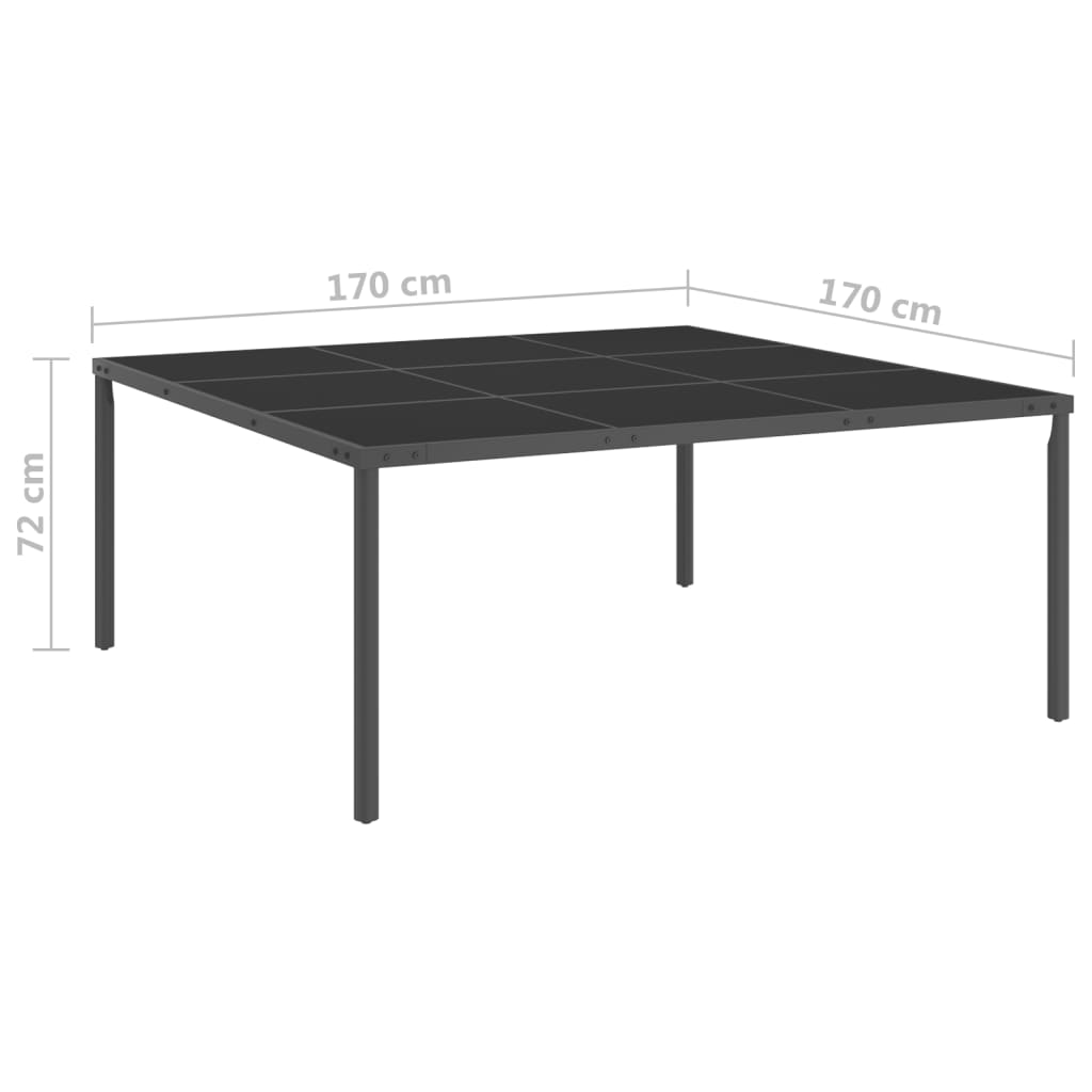 Ulkoruokapöytä antrasiitti 170x170x72 cm teräs ja lasi - Sisustajankoti.fi