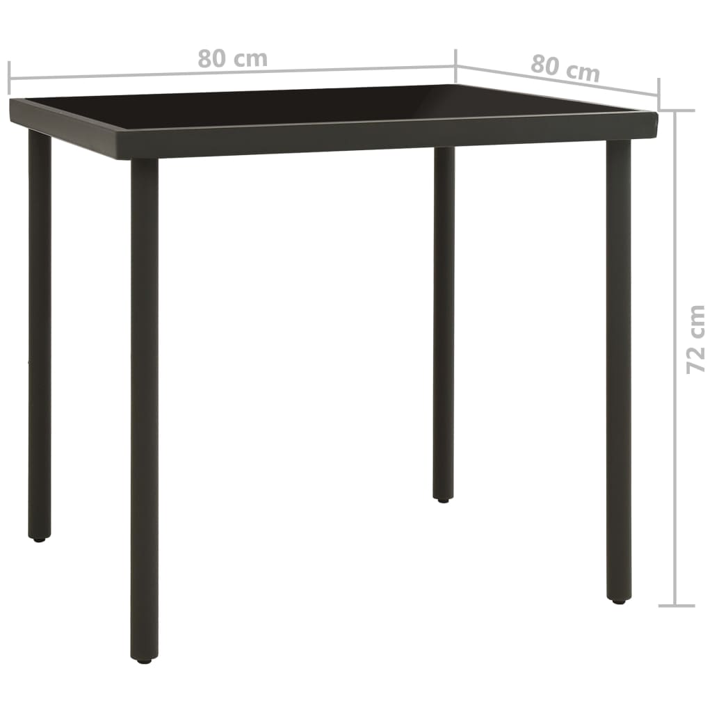Ulkoruokapöytä antrasiitti 80x80x72 cm lasi ja teräs - Sisustajankoti.fi