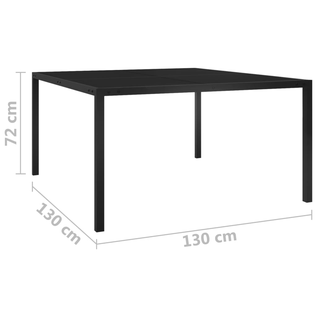 Puutarhapöytä 130x130x72 cm musta teräs ja lasi - Sisustajankoti.fi