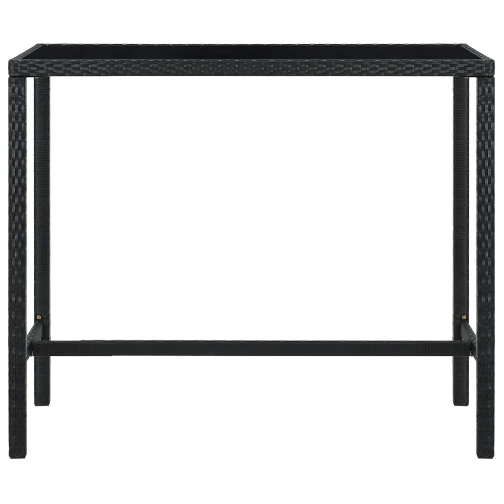 Puutarhan baaripöytä musta 130x60x110 cm polyrottinki ja lasi - Sisustajankoti.fi