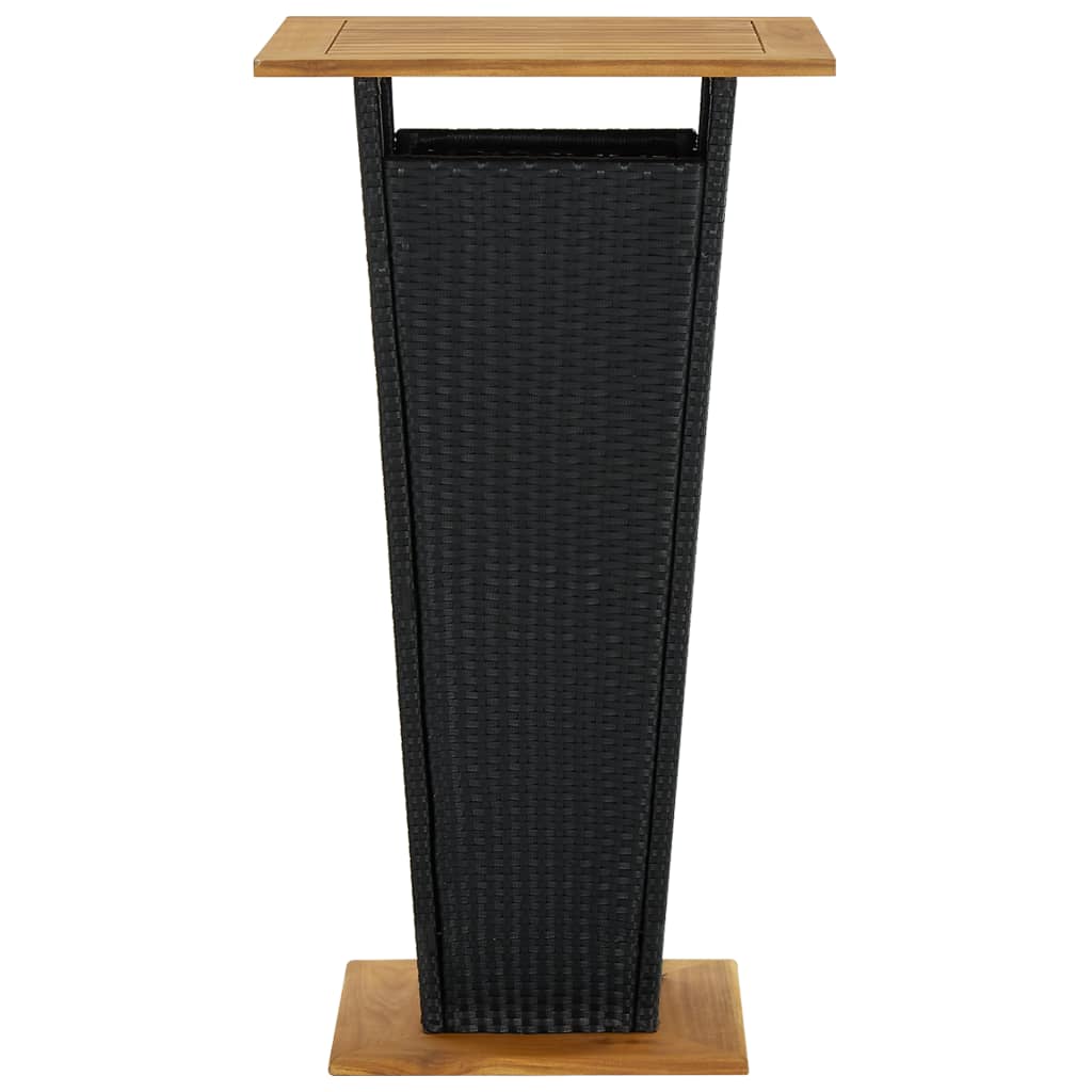 Baaripöytä musta 60x60x110 cm polyrottinki ja täysi akaasiapuu - Sisustajankoti.fi