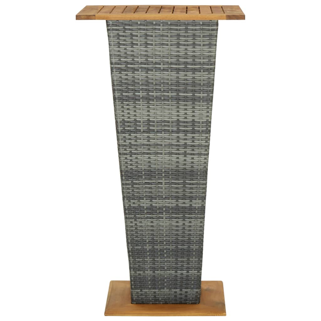 Baaripöytä harmaa 60x60x110 cm polyrottinki ja täysi akaasiapuu - Sisustajankoti.fi