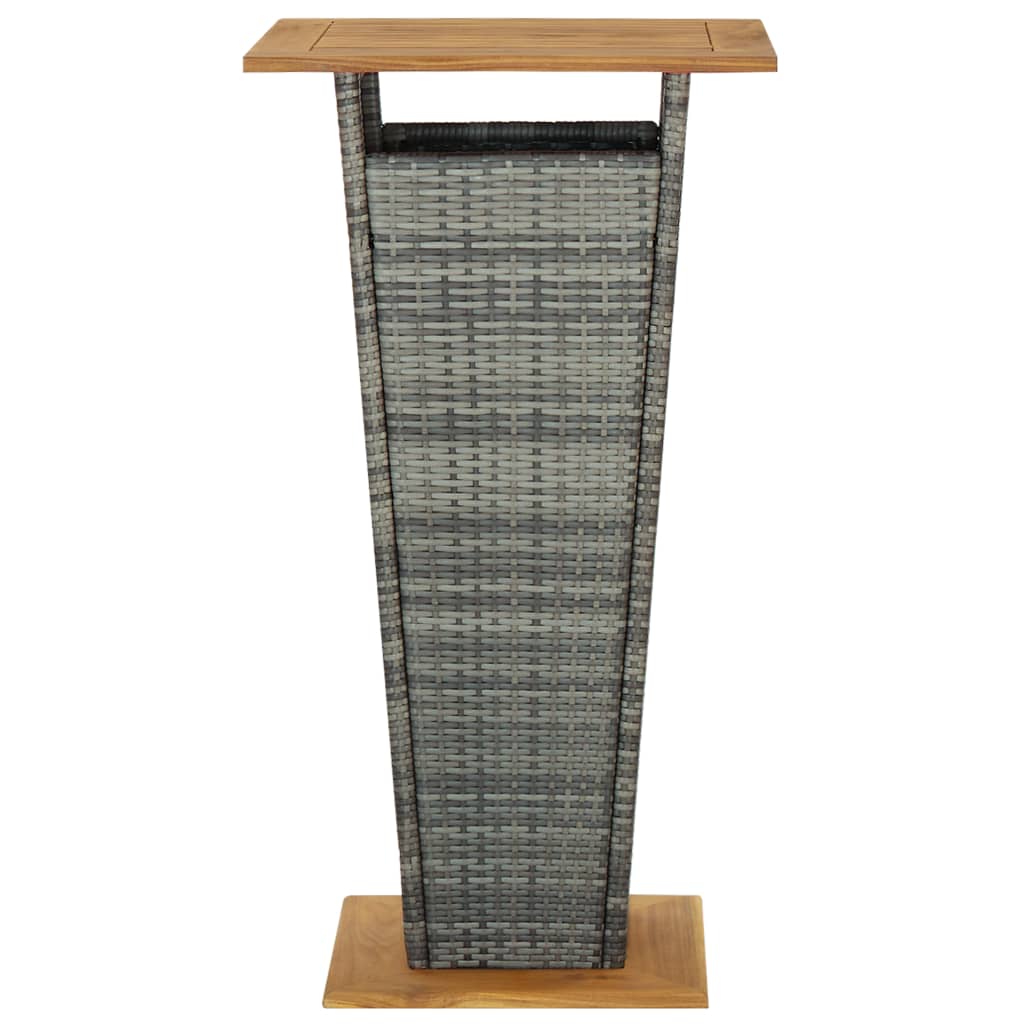 Baaripöytä harmaa 60x60x110 cm polyrottinki ja täysi akaasiapuu - Sisustajankoti.fi