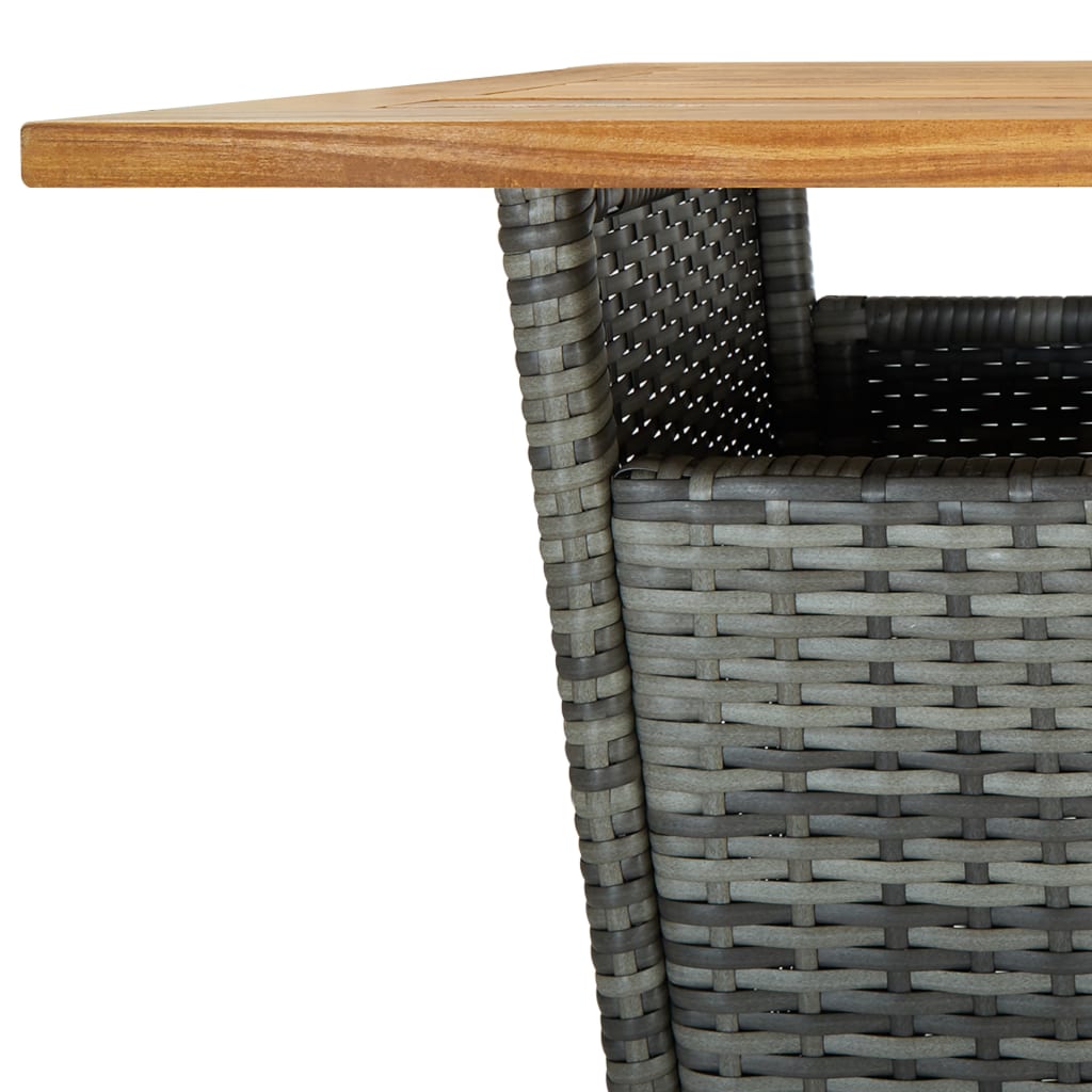 Baaripöytä harmaa 60x60x110 cm polyrottinki ja täysi akaasiapuu - Sisustajankoti.fi