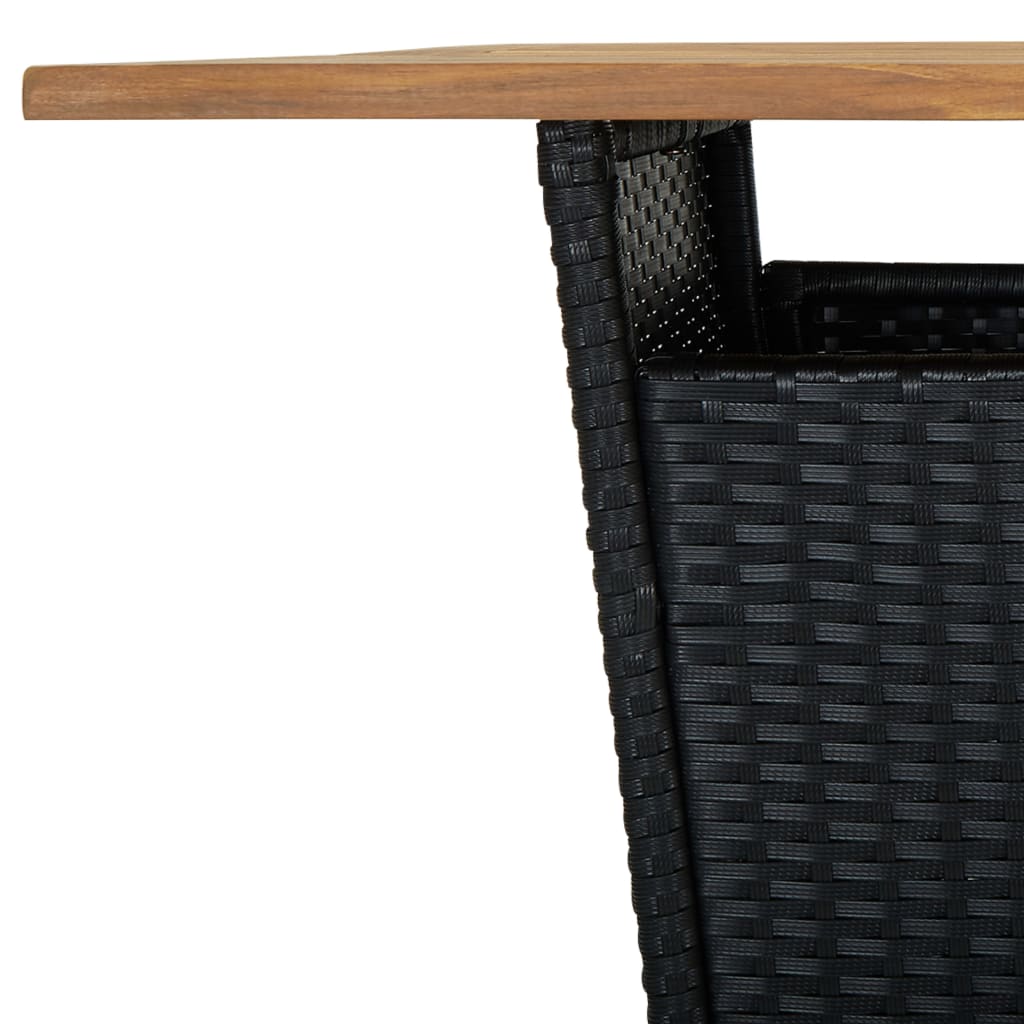 Baaripöytä musta 80x80x110 cm polyrottinki ja täysi akaasiapuu - Sisustajankoti.fi