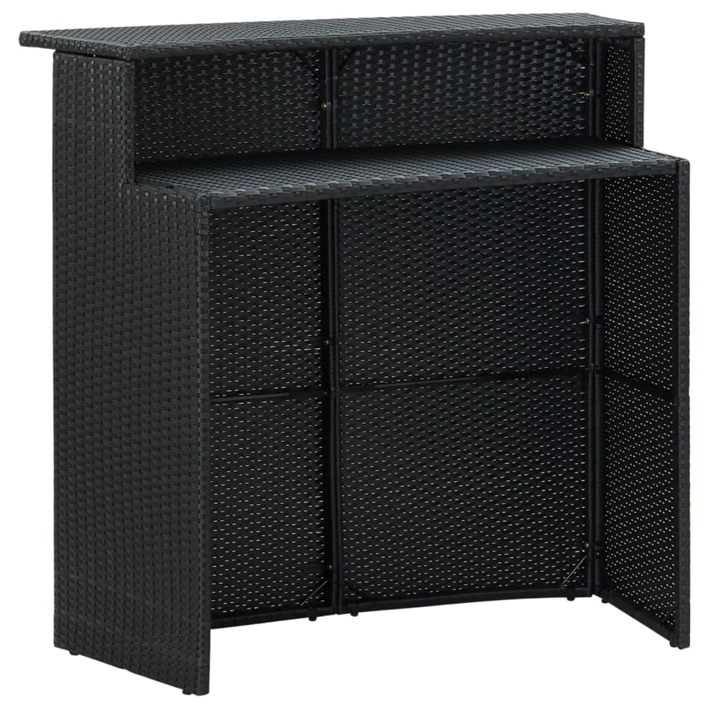 Puutarhan baaripöytä musta 120x55x110 cm polyrottinki - Sisustajankoti.fi
