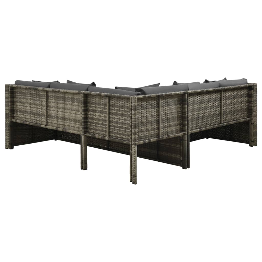 4-osainen Puutarhasohvasarja tyynyillä polyrottinki harmaa - Sisustajankoti.fi