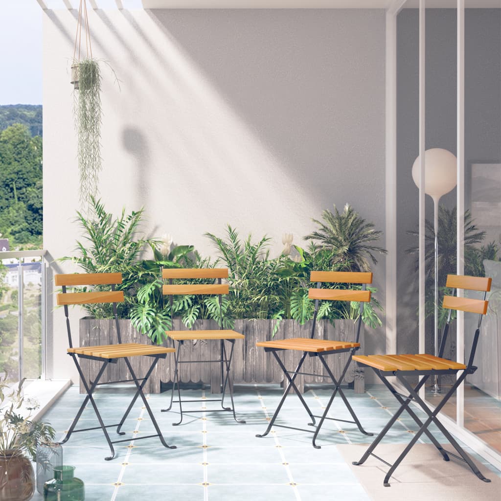 Kokoontaitettavat bistrotuolit 4 kpl täysi akaasiapuu - Sisustajankoti.fi