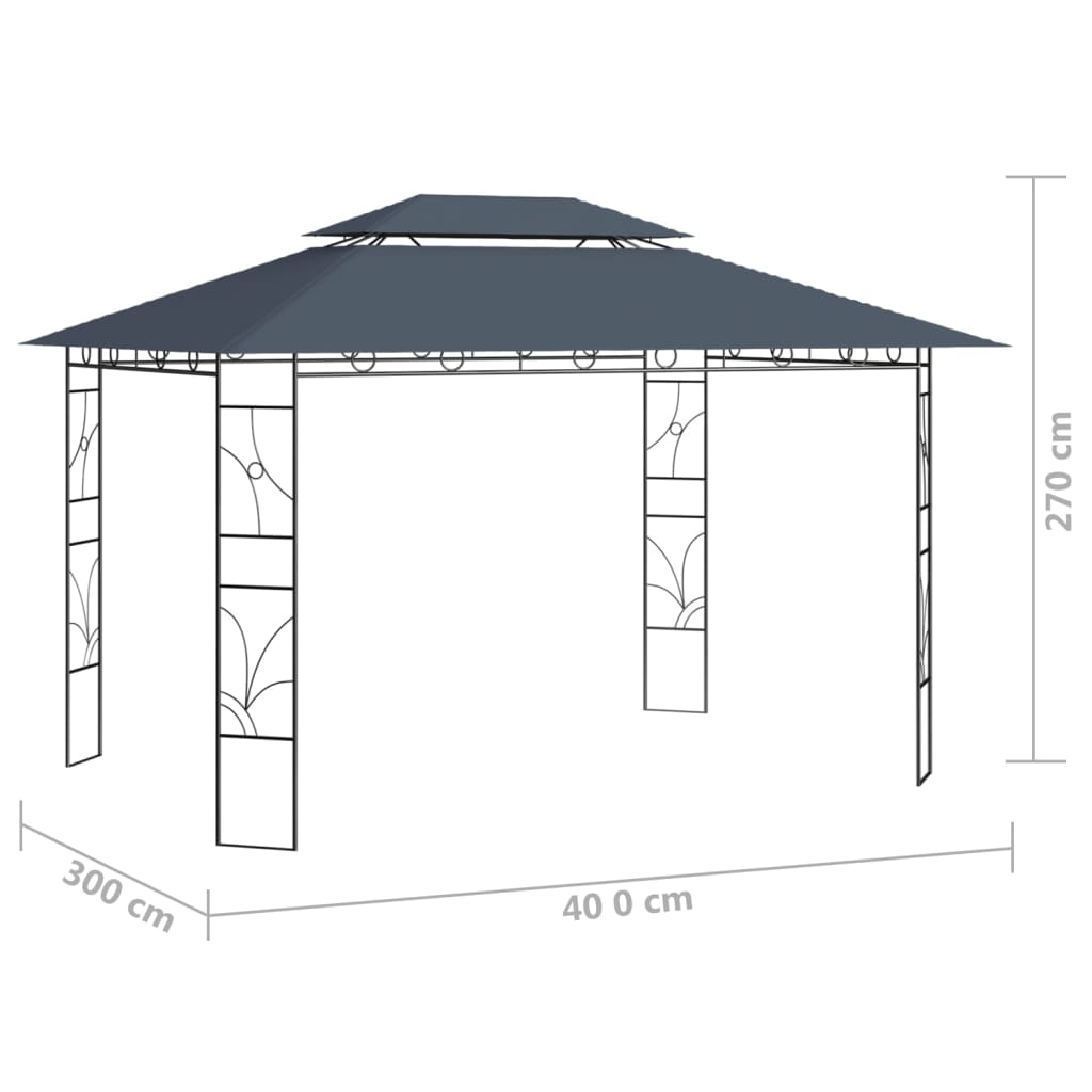 Huvimaja 4x3x2,7 m antrasiitti 160 g/m² - Sisustajankoti.fi