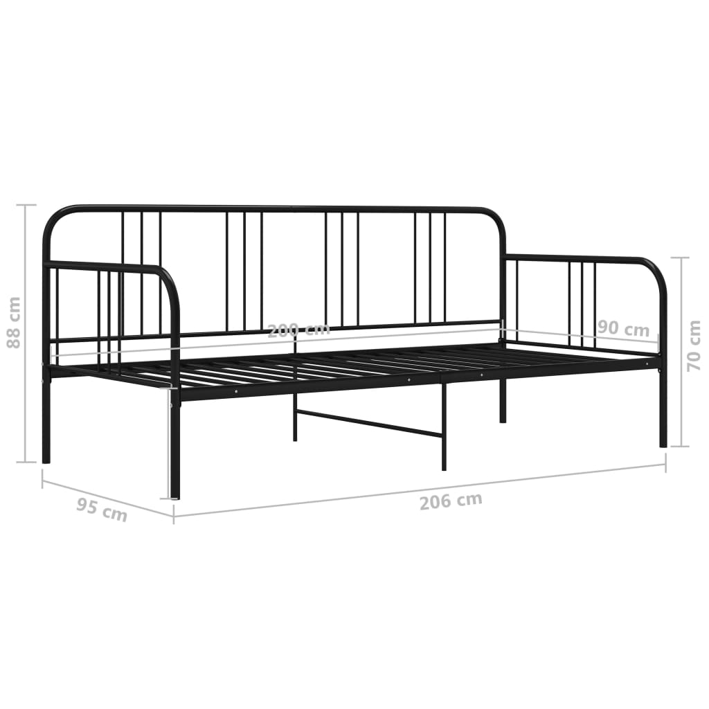 Sohvasängyn runko musta metalli 90x200 cm - Sisustajankoti.fi