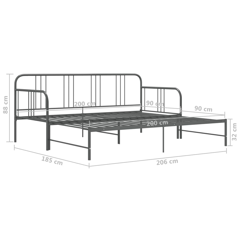 Vuodesohvan runko harmaa metalli 90x200 cm - Sisustajankoti.fi