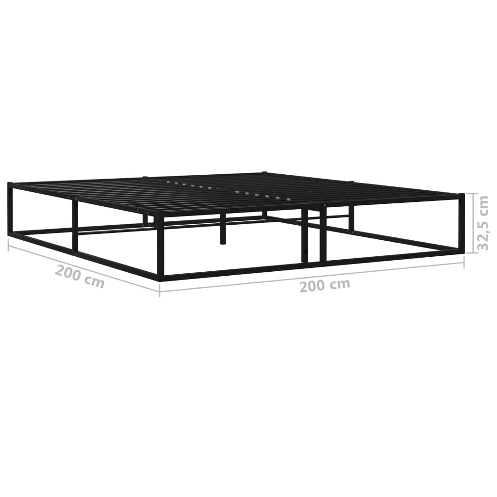 Sängynrunko musta metalli 200x200 cm - Sisustajankoti.fi