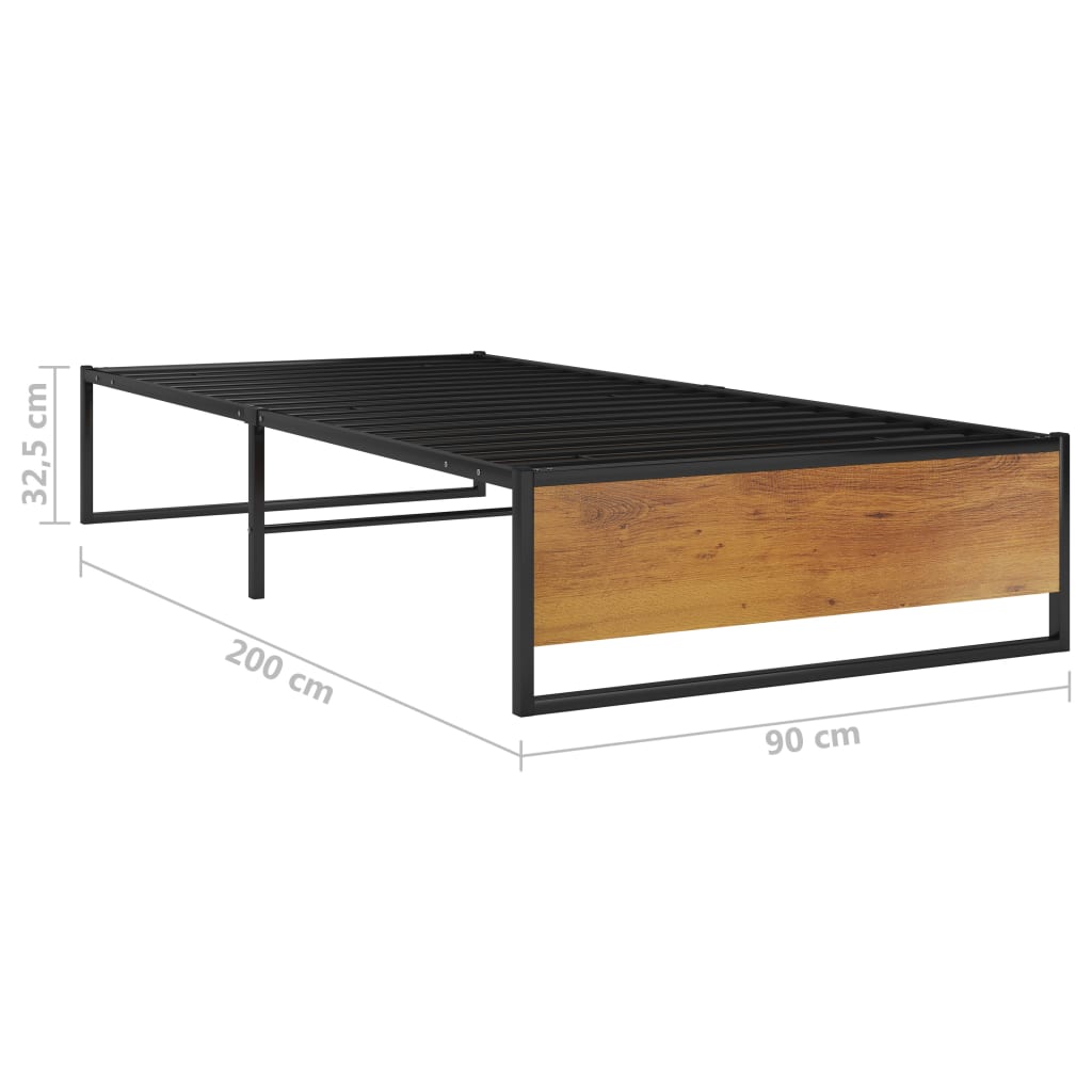 Sängynrunko musta metalli 90x200 cm - Sisustajankoti.fi