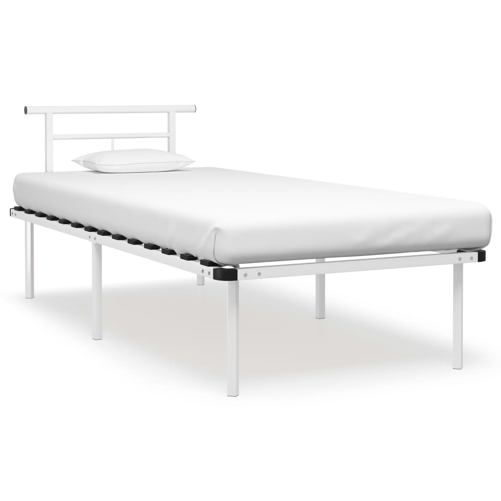 Sängynrunko valkoinen metalli 90x200 cm - Sisustajankoti.fi