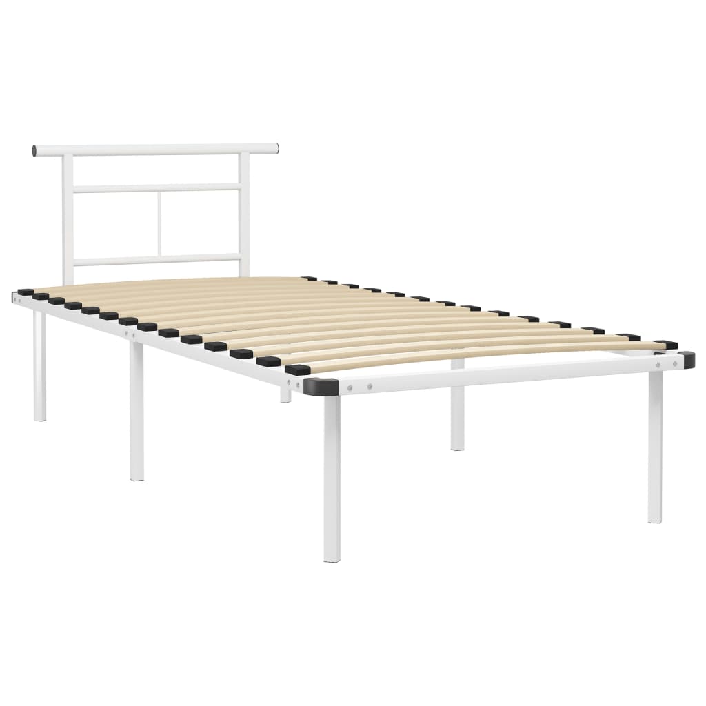Sängynrunko valkoinen metalli 90x200 cm - Sisustajankoti.fi