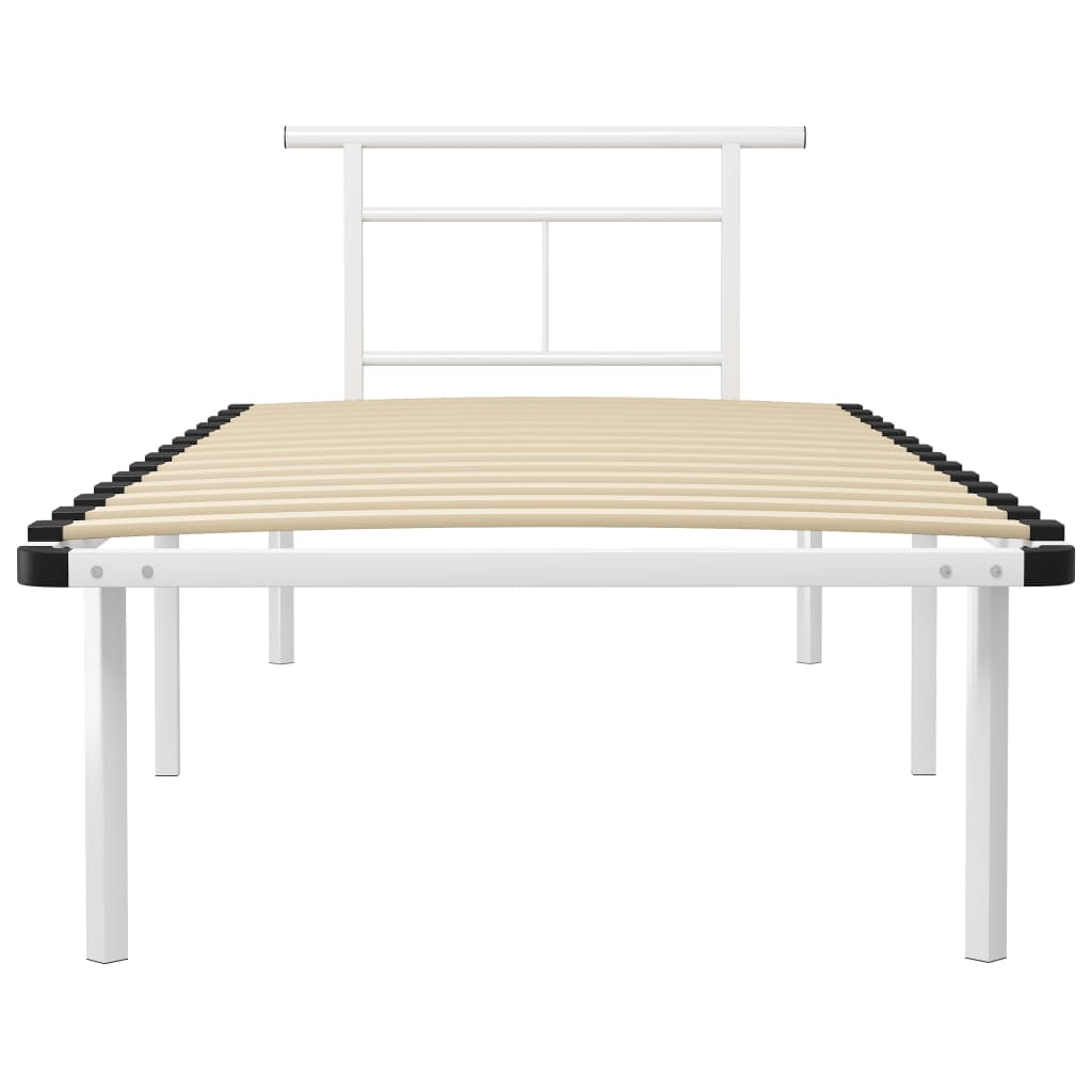 Sängynrunko valkoinen metalli 90x200 cm - Sisustajankoti.fi