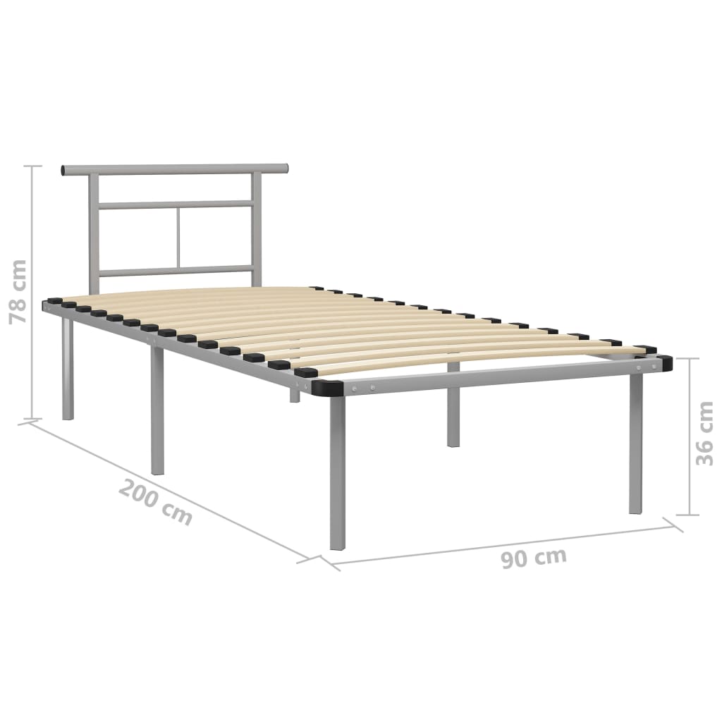 Sängynrunko harmaa metalli 90x200 cm - Sisustajankoti.fi