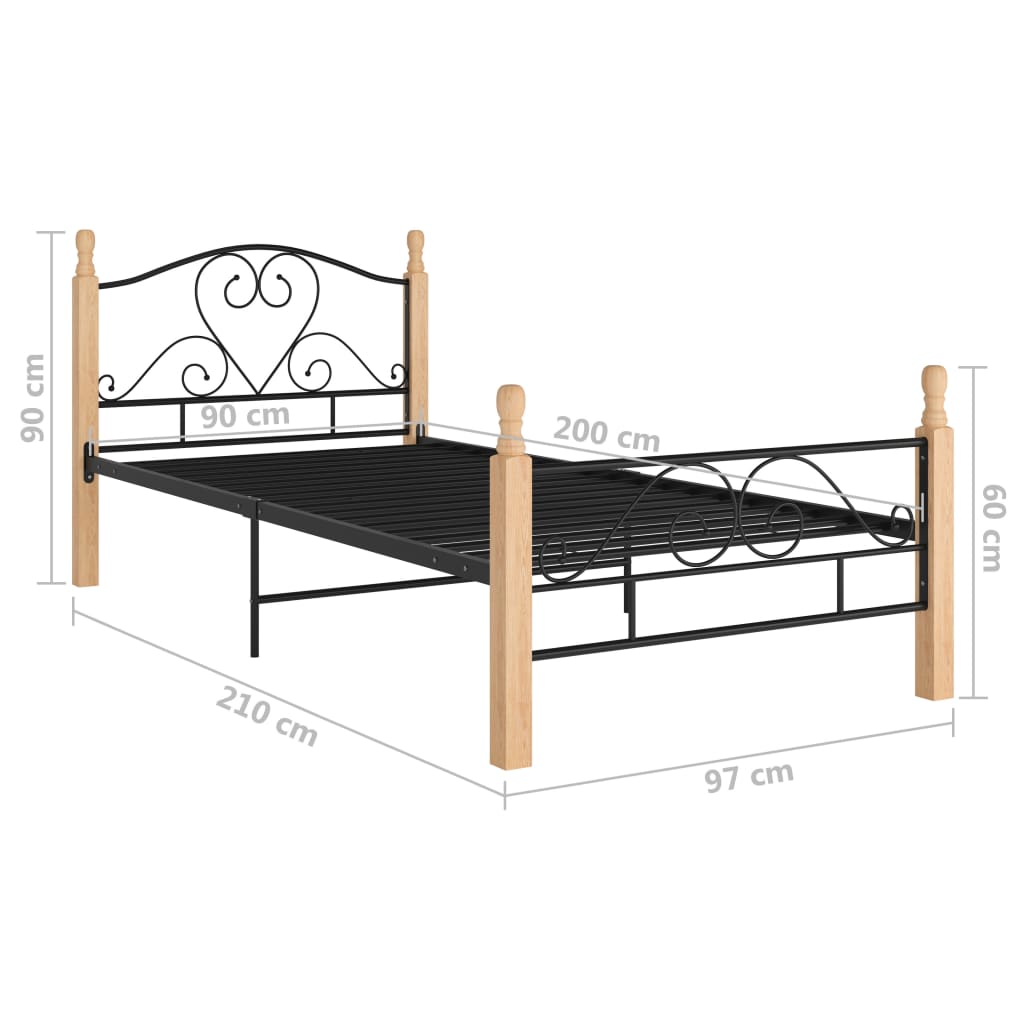 Sängynrunko musta metalli 90x200 cm - Sisustajankoti.fi