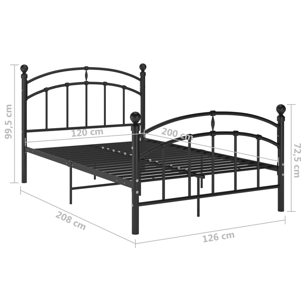 Sängynrunko musta metalli 120x200 cm - Sisustajankoti.fi